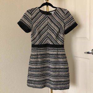 Black & Gold Striped Tweed / bouclé Short Sleeve Dress by H&M